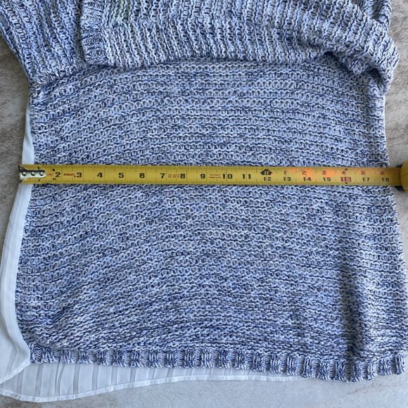 Cream Brand Lightweight Sweater W/Sheer Back Size Large Blue/Cream - Picture 9 of 11